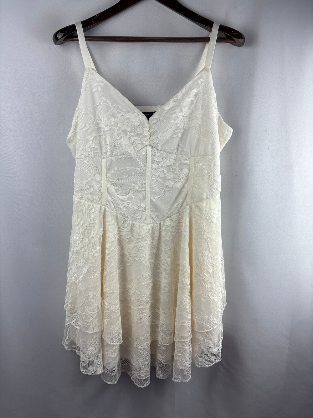 Women’s Torrid Size 2 White Lace Tiered Mini Dress